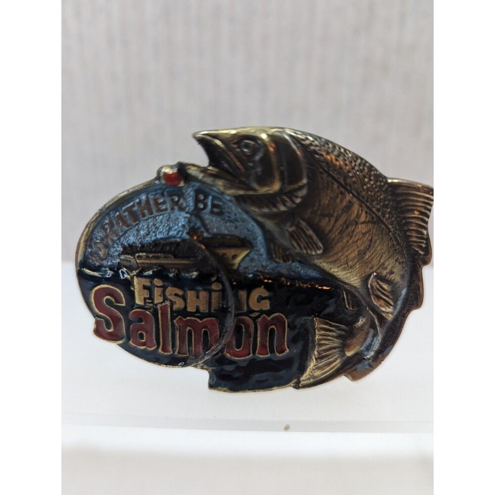 Vintage Trout Fly Fishing Belt Buckle 1982 Great American Buckle Co outdoor